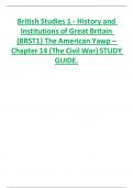 British Studies 1 - History and Institutions of Great Britain (BRST1) The American Yawp – Chapter 14 (The Civil War) STUDY GUIDE