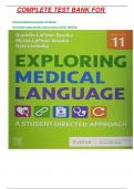 COMPLETE TEST BANK FOR     Exploring Medical Language 11th Edition  By Danielle Lafleur Brooks, Dale Levinsky LATEST UPDATE