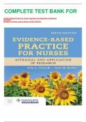 COMPLETE TEST BANK FOR   Evidence-Based Practice For Nurses: Appraisal And Application Of Research 6th Edition By Nola A. Schmidt, Janet M. Brown LATEST UPDATE: 