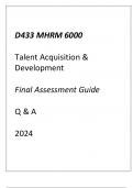 (WGU D433) MHRM 6000 Talent Acquisition & Development Final Assessment Guide Q & A 2024