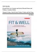 Test Bank - Fit and Well: Core Concepts and Labs in Physical Fitness and Wellness, 6th Canadian Edition (Fahey, 2022), Chapter 1-12 | All Chapters
