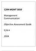 (WGU C204) MGMT 5010 Management Communication Objective Assessment Guide Q & A