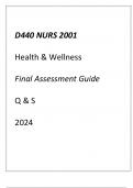 (WGU D440) NURS 2001 Health & Wellness Final Assessment Guide Q & S 2024