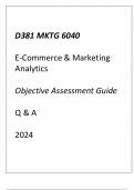 (WGU D381) MKTG 6040 E-Commerce & Marketing Analytics Objective Assessment Guide Q & A 2024.