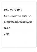 (WGU D373) MKTG 5010 Marketing in the Digital Era Comprehensive Exam Guide Q & A 2024.