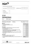 2023 AQA GCSE ENGINEERING 8852W Unit 1 Written Paper Question Paper & Mark scheme (Merged) June 20