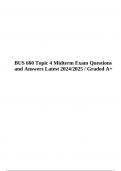 BUS 660 Topic 4 Midterm Exam Questions and Answers Latest 2024/2025 Graded A+.