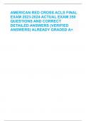 AMERICAN RED CROSS ACLS FINAL  EXAM 2023-2024 ACTUAL EXAM 350 QUESTIONS AND CORRECT  DETAILED ANSWERS (VERIFIED  ANSWERS) ALREADY GRADED A+