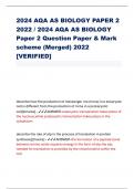 2024 AQA AS BIOLOGY PAPER 2 2022 / 2024 AQA AS BIOLOGY Paper 2 Question Paper & Mark scheme (Merged) 2022 [VERIFIED]