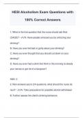HESI Alcoholism Exam Questions with 100% Correct Answers