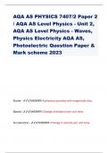 AQA AS PHYSICS 7407/2 Paper 2 / AQA AS Level Physics - Unit 2, AQA AS Level Physics - Waves, Physics Electricity AQA AS, Photoelectric Question Paper & Mark scheme 2023