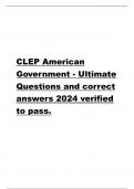 CLEP American Government - Ultimate Questions and correct answers 2024 verified to pass.