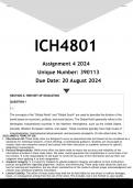 ICH4801 Assignment 4 (ANSWERS) 2024 - DISTINCTION GUARANTEED