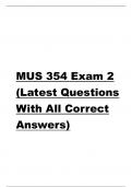 MUS 354 Exam 2 (Latest Questions With All Correct Answers)