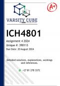 ICH4801 Assignment 4 (DETAILED ANSWERS) 2024 - DISTINCTION GUARANTEED