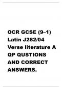 OCR GCSE (9–1) Latin J282/04 Verse literature A QP QUSTIONS AND CORRECT ANSWERS.