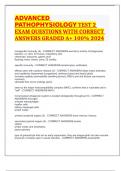 ADVANCED PATHOPHYSIOLOGY TEST 2 EXAM QUESTIONS WITH CORRECT ANSWERS GRADED A+ 100% 2024