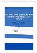 EMT Final Exam Questions with Correct Answers Latest Update