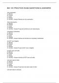 BIO 181 PRACTICE EXAM QUESTIONS & ANSWERS