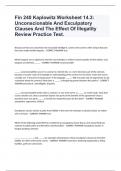 Fin 240 Kaplowitz Worksheet 14.3: Unconscionable And Exculpatory Clauses And The Effect Of Illegality Review Practice Test.