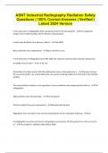 ASNT Industrial Radiography Radiation Safety Questions  100% Correct Answers  Verified  Latest 2024 Version