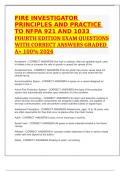 FIRE INVESTIGATOR PRINCIPLES AND PRACTICE TO NFPA 921 AND 1033 FOURTH EDITION EXAM QUESTIONS WITH CORRECT ANSWERS GRADED A+ 100% 2024