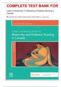 COMPLETE TEST BANK FOR  Leifer's Introduction To Maternity & Pediatric Nursing In Canada By Lisa Keenan-Lindsay, Gloria Leifer Latest Update 1st Edition.
