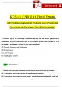 FNP NR511 : Differential Diagnosis Final Exam at Chamberlain College 2024 Expected Questions & Revised Correct Answers. (2024 / 2025) 100% Guarantee Pass