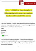 FNP NR511 : Differential Diagnosis Final Exam Study Guide at Chamberlain College 2024 Expected Questions & Revised Correct Answers. (2024 / 2025) 100% Guarantee Pass