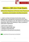 FNP NR511 : Differential Diagnosis Final Exam at Chamberlain College 2024 Expected Questions & Revised Correct Answers. (2024 / 2025) 100% Guarantee Pass