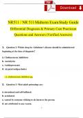 FNP NR511 : Differential Diagnosis Midterm Exam Study Guide at Chamberlain College 2024 Expected Questions & Revised Correct Answers. (2024 / 2025) 100% Guarantee Pass