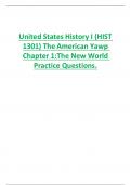 United States History I (HIST  1301) The American Yawp Chapter 1:The New World Practice Questions