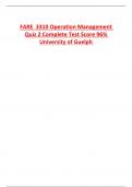FARE 3310 Operation Management  Quiz 2 Complete Test Score 96%  University of Guelph