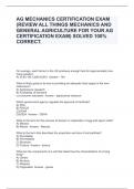 AG MECHANICS CERTIFICATION EXAM (REVIEW ALL THINGS MECHANICS AND GENERAL AGRICULTURE FOR YOUR AG CERTIFICATION EXAM) SOLVED 100% CORRECT.