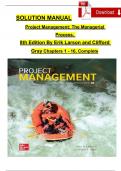 Solution manual for Larson & Gray, Project Management, The Managerial Process 8th Edition  Chapters 1 - 16, Complete Newest Version