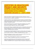 CERTIFIED IN HEALTHCARE PRIVACY AND SECURITY (CHPS) EXAM PREPARATION QUESTIONS WITH CORRECT ANSWERS GRADED A+ 100% 2024