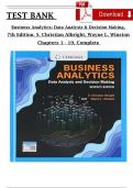 TEST BANK For Albright & Winston, Business Analytics: Data Analysis & Decision Making 7th Edition Verified Chapters 1 - 19, Complete Newest Version