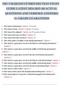 FRC CHARGED UP DRIVERS TEST STUDY GUIDE LATEST 2024-2025 (40 ACTUAL QUESTIONS AND VERIFIED ANSWERS) A+ GRADE GUARANTEED