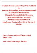 Solutions Manual (Answer Key) With Test Bank for Anatomy & Physiology An Integrative Approach 2nd Edition By Michael McKinley Valerie O'Loughlin Theresa Bidle (All Chapters, 100% Original Verified, A+ Grade) 