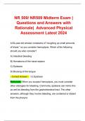 NR 509/ NR509 Midterm Exam | Questions and Answers with Rationale|  Advanced Physical Assessment Latest 2024