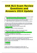 AHA BLS Exam Review Questions and Answers 2024 Update