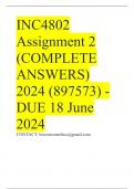 INC4802 Assignment 2 (COMPLETE ANSWERS) 2024 (897573) - DUE 18 June 2024