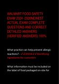 WALMART FOOD SAFETY  EXAM 2024 -2026NEWEST  ACTUAL EXAM COMPLETE  QUESTIONS AND CORRECT  DETAILED ANSWERS  (VERIFIED ANSWERS) 100%