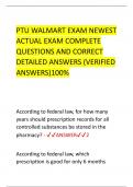 PTU WALMART EXAM NEWEST  ACTUAL EXAM COMPLETE  QUESTIONS AND CORRECT  DETAILED ANSWERS (VERIFIED  ANSWERS)100%