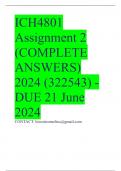 ICH4801 Assignment 2 (COMPLETE ANSWERS) 2024 (322543) - DUE 21 June 2024