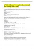 LPN Unit Exam 1 Complete Questions & Solutions(GRADED A)