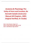 Instructor Manual for Anatomy & Physiology The Unity of Form and Function 8th Edition By Kenneth Saladin (All Chapters, 100% Original Verified, A+ Grade) 