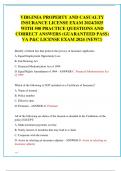 VIRGINIA PROPERTY AND CASUALTY  INSURANCE LICENSE EXAM 2024/2025  WITH 500 PRACTICE QUESTIONS AND  CORRECT ANSWERS (GUARANTEED PASS)  VA P&C LICENSE EXAM 2024 (NEW!!)