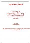 Instructor Manual With Test Bank for Anatomy & Physiology The Unity of Form and Function 9th Edition By Kenneth Saladin (All Chapters, 100% Original Verified, A+ Grade)