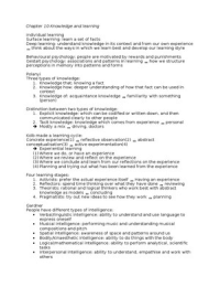 King, D; Lawley, S; Organisational behaviour - Chapter 10 Knowledge and learning